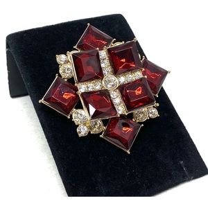 Large Avon red rhinestone brooch—2014 collection